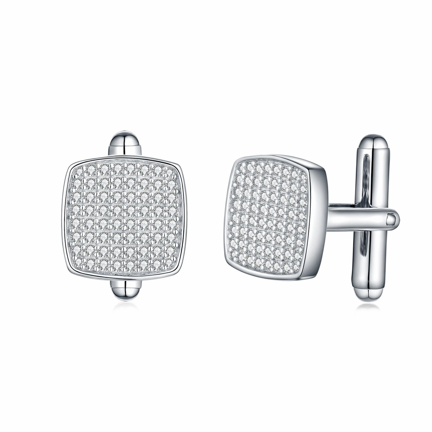 Stylish pieces Infinite Style Sterling Silver Micropave CZ Cushion Square Shape Cufflinks