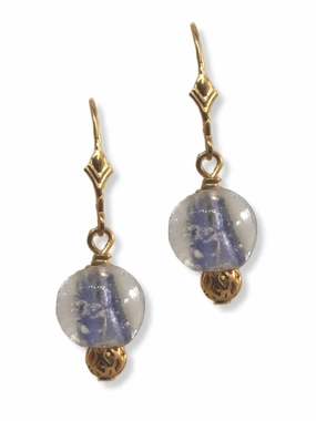 Glow Look Glow in the Dark Earrings Blue Handmade Lampwork Glass Dangles