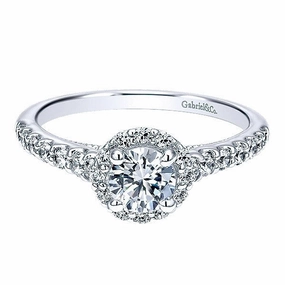 Round Halo Diamond Engagement Ring 3/4 Cttw 14K White Gold Fresh Gift Affordable Memento