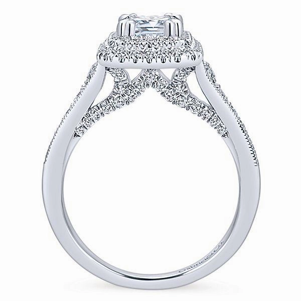 Casual Flow Emerald Cut Double Halo Diamond Ring .67 Cttw 384A