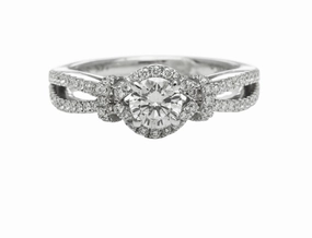 14 Karat White Gold Pave Engagement Ring (.78ctttw) Fashionable Expression
