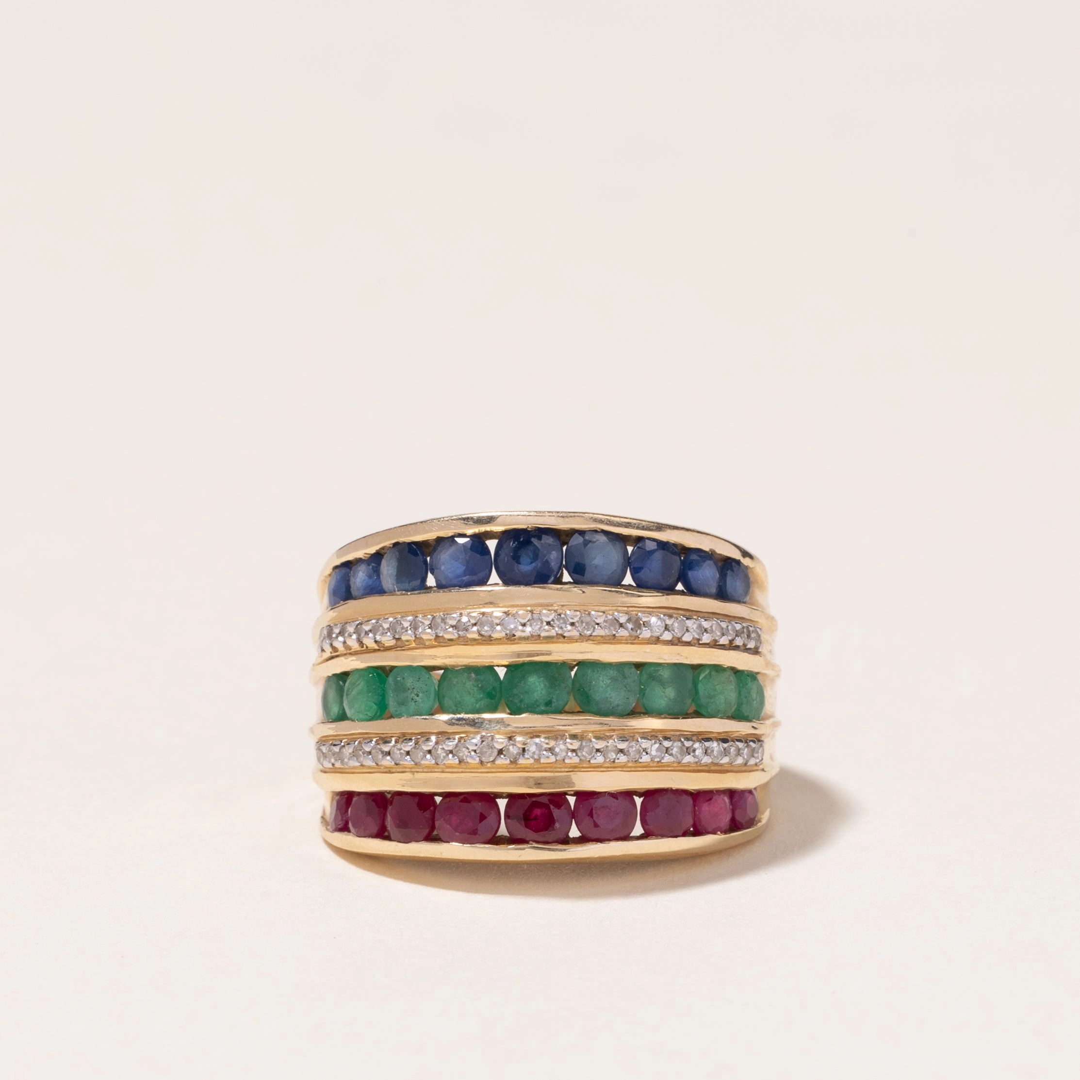 Accent Piece Dainty Accent 14k Yellow Gold Multi Gem Cocktail Ring | 10.74ctw, 0.15ctw | SZ 6.25