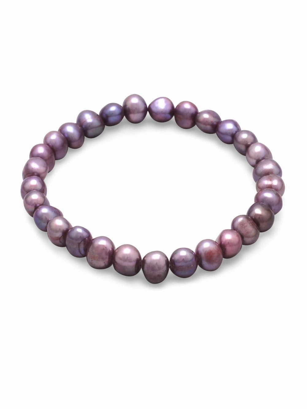 Lustrous Glow Silky texture Plum Dyed Cultured Freshwater Pearl Stretch Bracelet