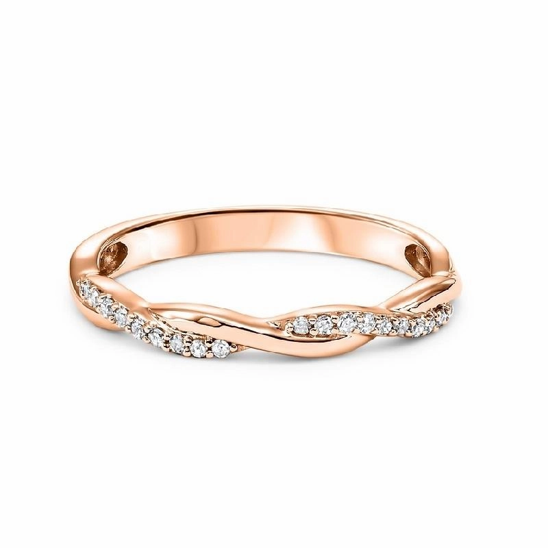 Crossover Stackable Diamond Band 1/10 Cttw 14K Rose Gold Gallery Art