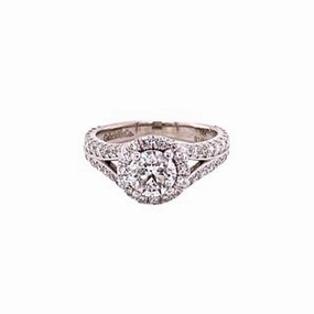 ROUND DIAMOND IN HALO WITH DIAMOND SPLIT SHANK 1.40CT TW Refined Appearance Custom Work