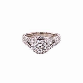 ROUND DIAMOND IN HALO WITH DIAMOND SPLIT SHANK 1.40CT TW Refined Appearance Custom Work