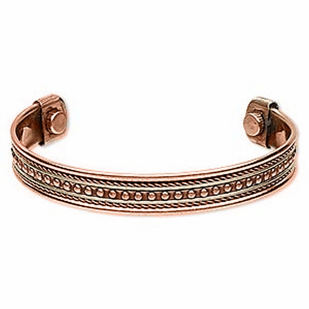 AzureBella Jewelry Magnetic Copper Cuff Bracelet Rope and Bead Design 11mm Fresh Form