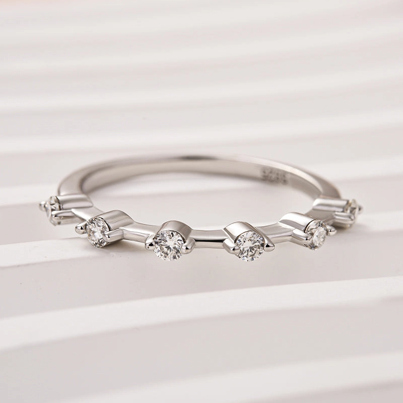 Formal Accessory Evening Detail Louily Moissanite 0.2 Ct Round Cut Women's Wedding Band