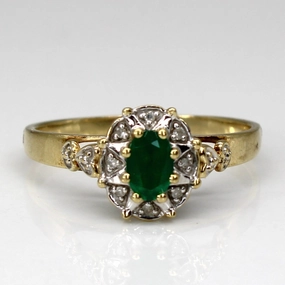 Emerald & Diamond Cocktail Ring | 0.25ct | 0.016ctw | SZ 9.5 | Statement Ready Timeless elegance