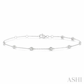 Serene Touch 1/2 Ctw Circular Mount Round Cut Diamond Station Bracelet in 14K White Gold