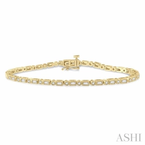 1 Ctw Baguette and Round Cut Diamond Bracelet in 14K Yellow Gold Natural Grace Adventure Sight