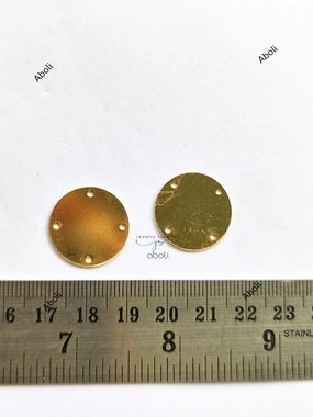 Golden disc connector with 4 holes Flat Metal connector Jewellery Component Glossy finish MACU19 Set of 5 Timeless Treasures Creative Craft