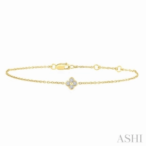 1/8 Ctw Bezel Set Round Cut Diamond Clover Petite Fashion Chain Bracelet in 10K Yellow Gold High-Class Pick Sacred Composites