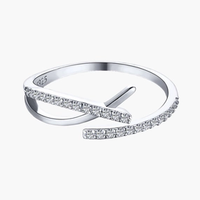925 Sterling Silver Cross Open Amulet Ring Trendy Accessories