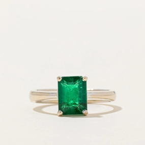 Dazzling Craft Autumn Glow 18k Solitaire Vivid Green Emerald Ring | 2.40ct | SZ 8.5
