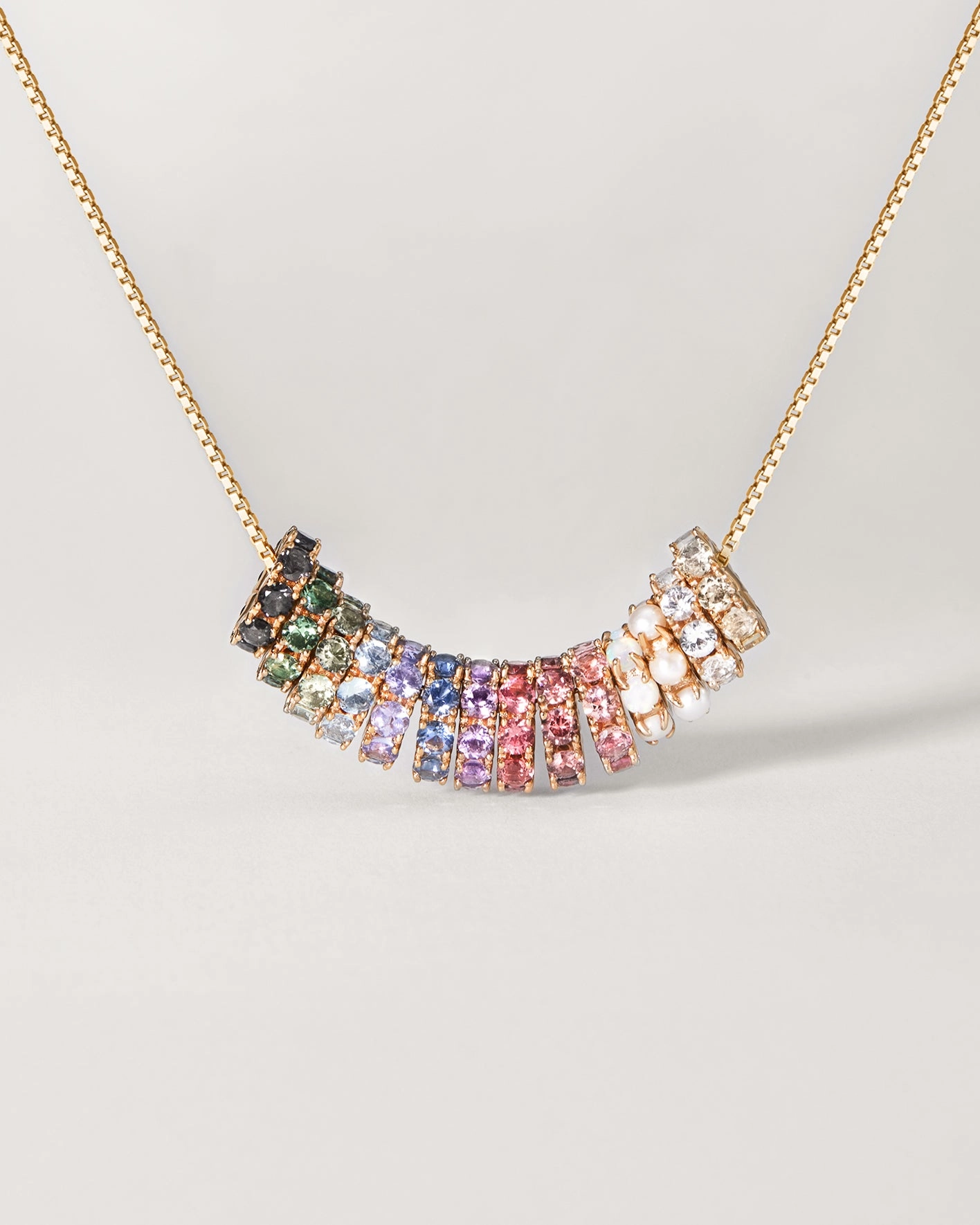 Sweet Memory Solid Gold Aura Birthstone Bead Necklace