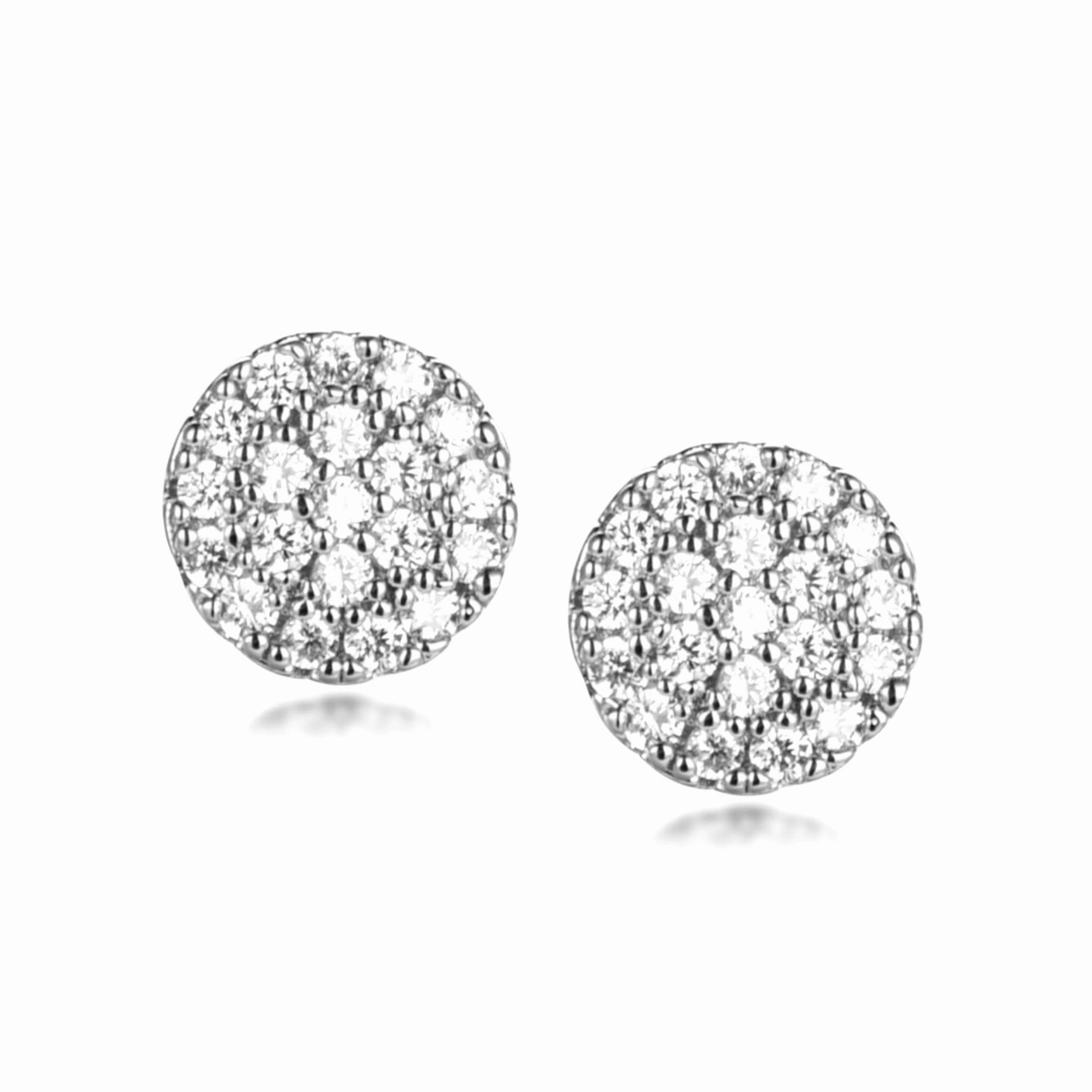 Modern Accent Star Detail Sterling Silver Round Micropave Stud Earrings