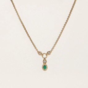 Bezel Set Emerald & Diamond Pendant Necklace | 1.00ct | 0.03ctw | 17" Shining Accent Chic Touch