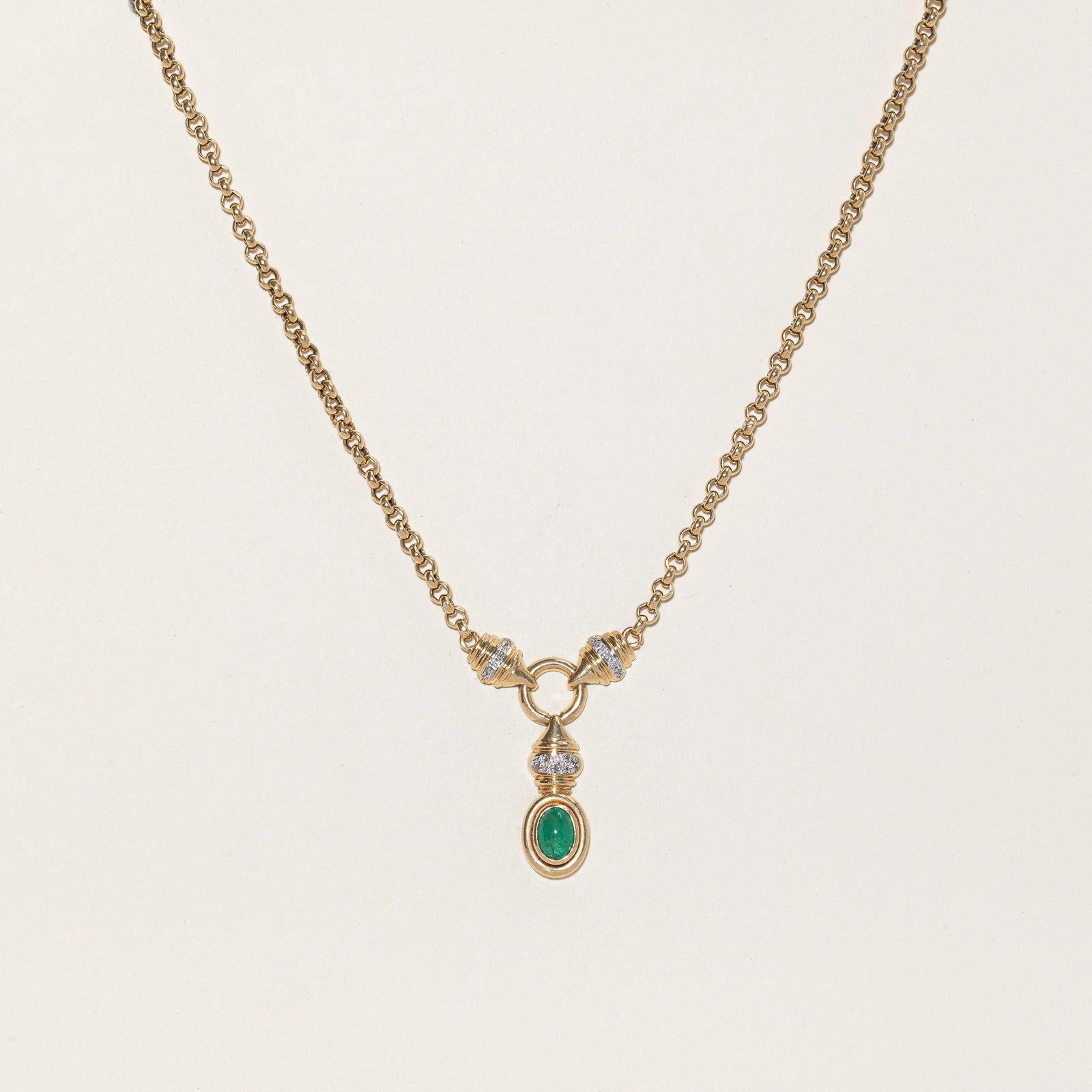 Bezel Set Emerald & Diamond Pendant Necklace | 1.00ct | 0.03ctw | 17" Shining Accent Chic Touch