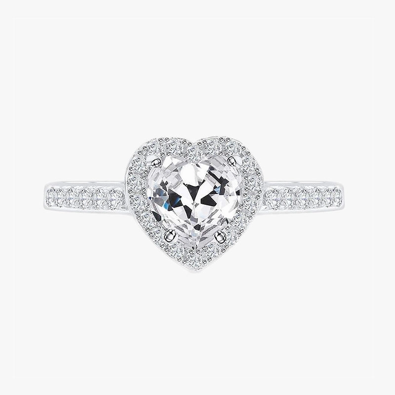 925 Sterling Silver Heart-Shaped Ring Bridal Collection Bright Highlight