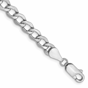 14K White Gold 8 inch 5.25mm Semi-Solid Curb with Lobster Clasp Bracelet Stellar Fusions