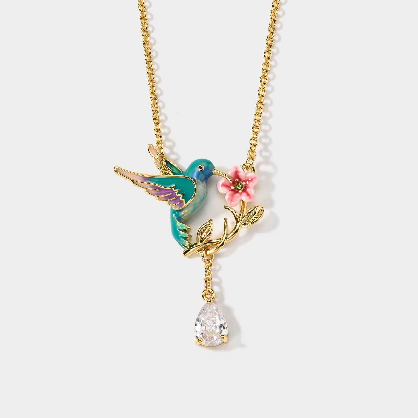 Hummingbird Necklace Glistening Accent Vivid Sparkle
