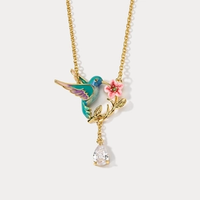 Hummingbird Necklace Glistening Accent Vivid Sparkle