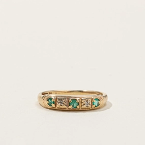 Heirloom Accent Five Stone Emerald & Diamond Ring | 0.13ctw | 0.02ctw | SZ 5.25 |