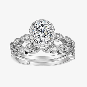 Subtle Beauty Modern Vibe Oval Wedding Ring Sets For Women