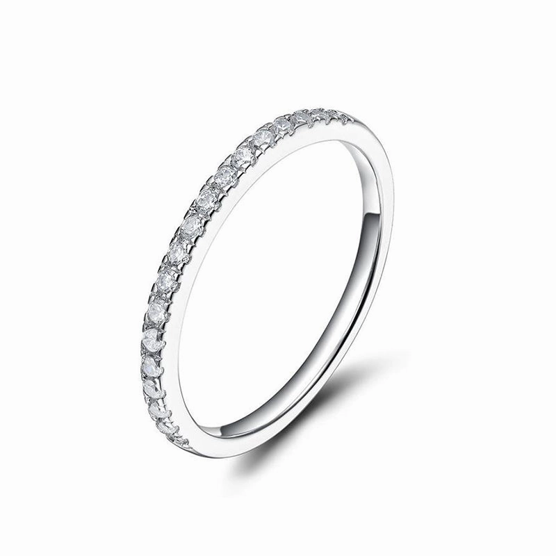 Wedding Band for 925 Sterling Silver Half Eternity Stackable Ring Bold Edge Cozy Detail