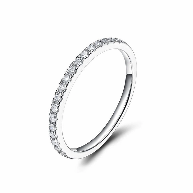 Wedding Band for 925 Sterling Silver Half Eternity Stackable Ring Eye-Catching Craft Starry Look