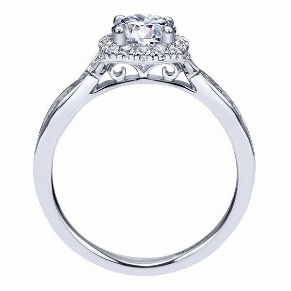 Flaired Halo Round Diamond Ring .25 Cttw 14K White Gold Balanced Design
