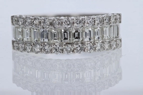 Baguette And Round 1.5 Cttw Diamond Ring 14k White Gold Daily Motion