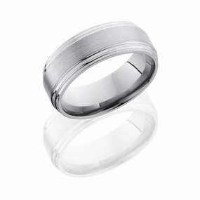 Flat Double Grooved Edges Wedding Band Titanium 8mm Wide Wedding Gift