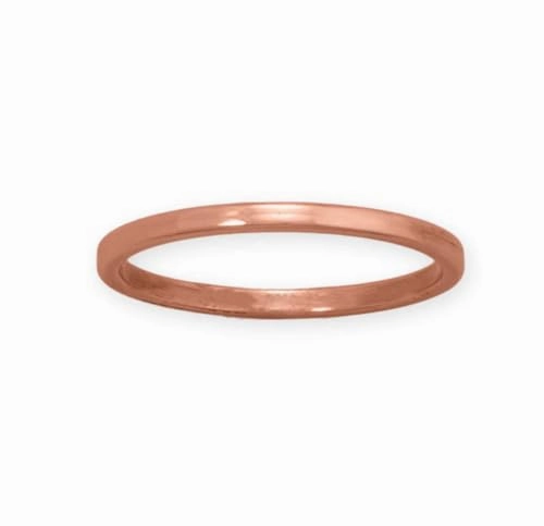 Flat Edge Copper Band Ring 1.5mm Width - Made in The USA Refined Contour Glow Layer