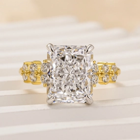 Sophisticated Style Louily Unique 4.5 Carat Radiant Cut Yellow Gold Engagement Ring
