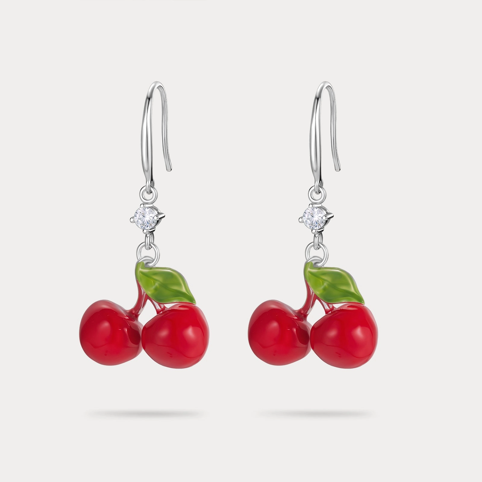 Vibrant Jewelry Fashion Collection Silver Cherry Earrings