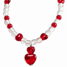 Elegant Occasion Seasonal Light Candy Apple Red Heart Childs Czech Glass Bead Bracelet Sterling Silver