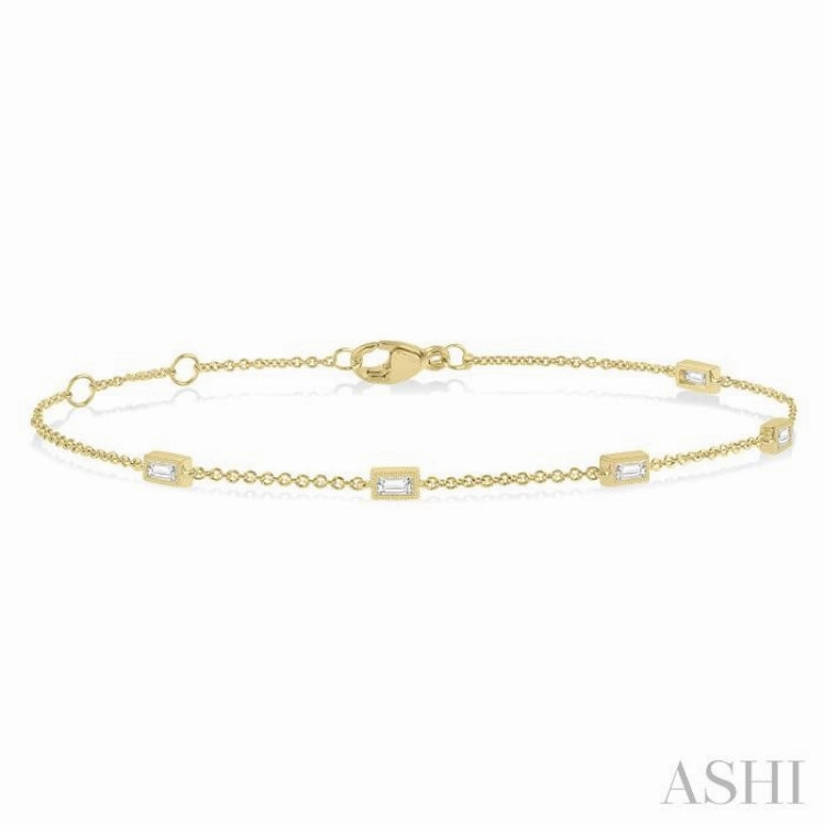 Final Selection 1/4 Ctw Petite Baguette Diamond Station Bracelet in 10K Yellow Gold