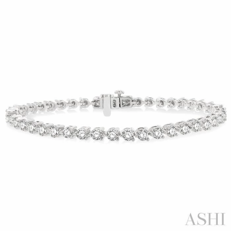All-Inclusive Range 5 Ctw Round Cut Diamond 3-Prong Tennis Bracelet in 14K White Gold