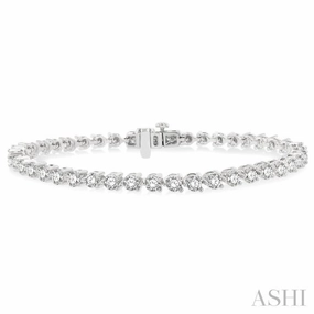 All-Inclusive Range 5 Ctw Round Cut Diamond 3-Prong Tennis Bracelet in 14K White Gold