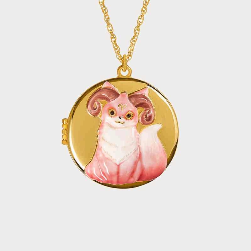Custom Styling Refined Shape Fox Constellation Locket Necklace