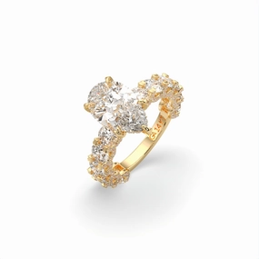 Aimee 6.50CTW Pear Shape Pave Diamond Engagement Ring Glitter Accent Fantastic Art