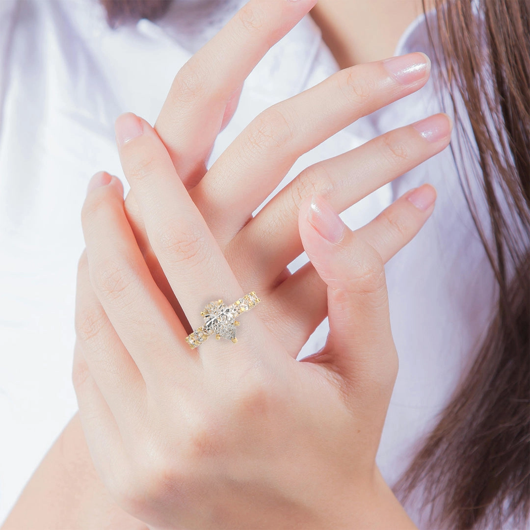 Aimee 6.50CTW Pear Shape Pave Diamond Engagement Ring decorative item Cherished Accent