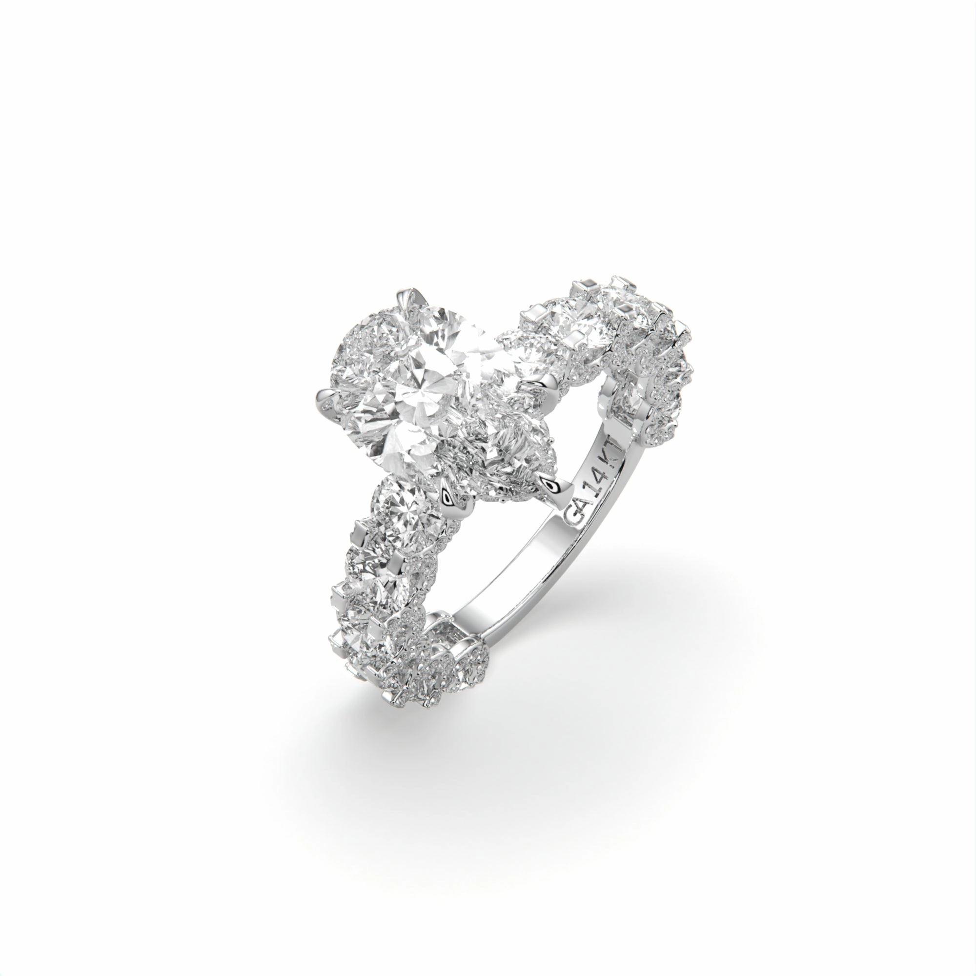 Traditional Work Aimee 6.50CTW Pear Shape Pave Diamond Engagement Ring