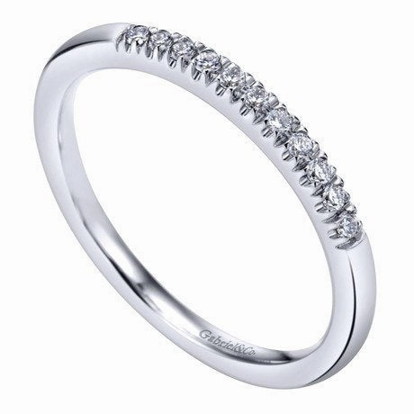 French Pave Diamond Band .10 Cttw 14K White Gold Lovely Appearance