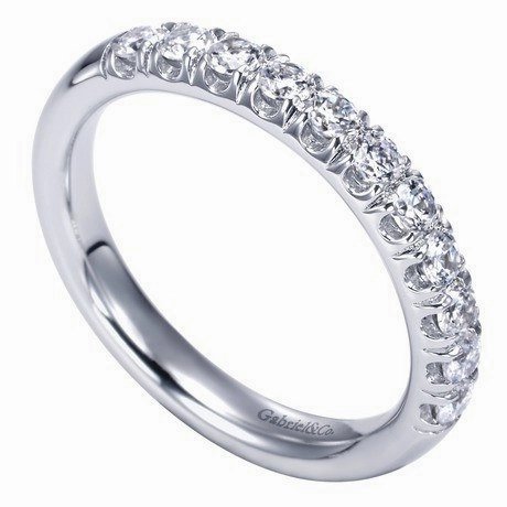 French Pave Diamond Band  .50 Cttw 14K White Gold Luxury Flow Creative Keepsake