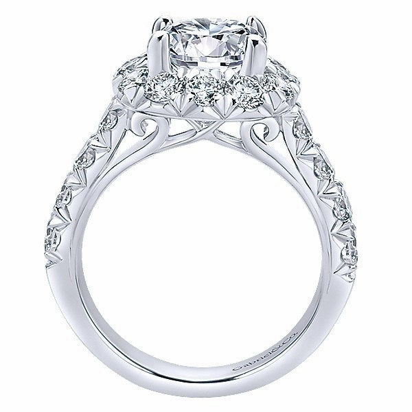 French Pave Large Halo Diamond Ring 1.74 Cttw 325A Sturdy Embellishment