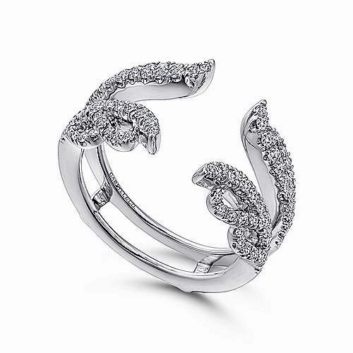 Budget Friendly French Pave Set Winged Diamond Jacket Wedding Band 14K White Gold