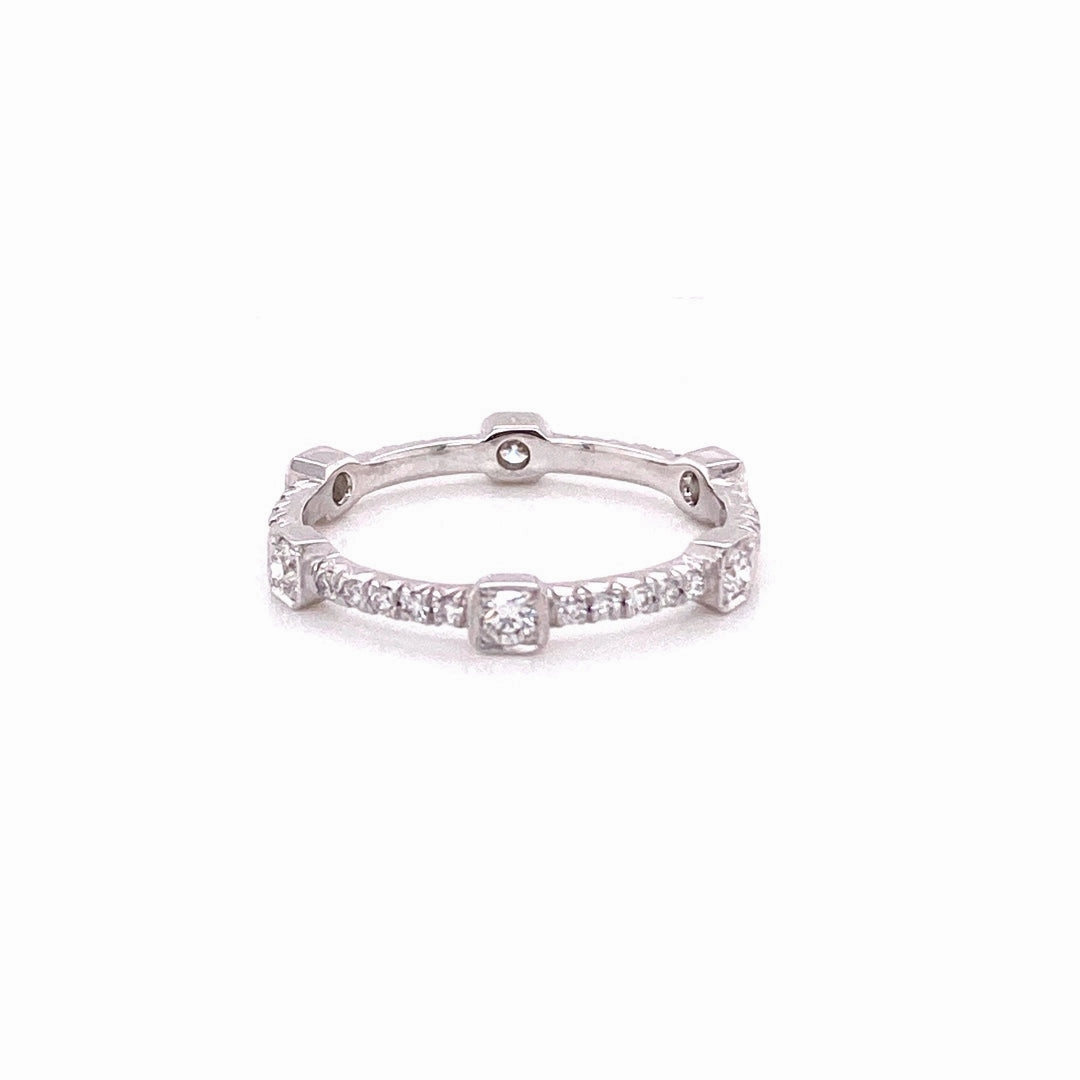 Elegant Symbol Stylish Complement FRENCH PAVE WITH ALTERNATING LARGE DIAMOND STATIONS